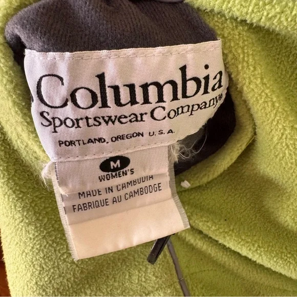 Columbia REVERSIBLE Fleece Nylon Outdoor Jacket Full Zip Green/Grey Size Medium - Picture 5 of 11